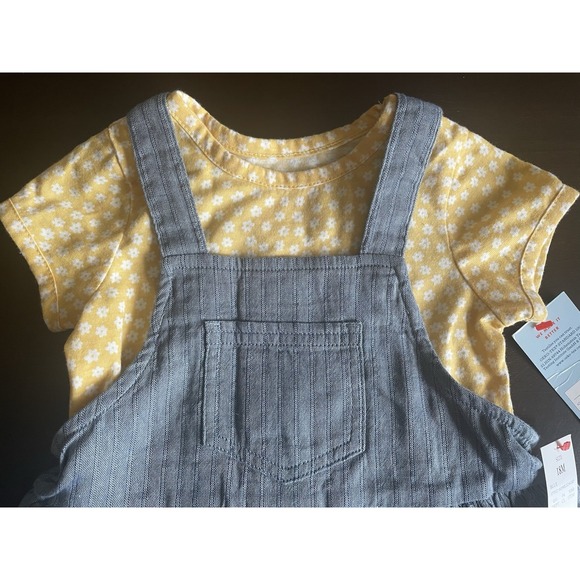 NWTCat & Jack Baby Girl 3-Piecev Blue Overall Dress with Yellow Shirt Size 18M - Picture 3 of 11